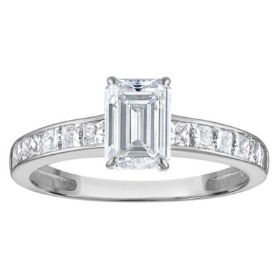 Jordan Blue NYC Lab Created 10K White Gold 1.75 Cttw Emerald-Cut Lab-Grown Diamond Channel Ring