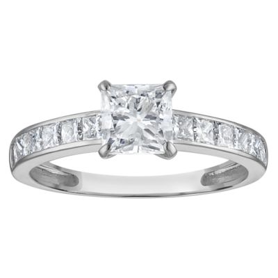 Jordan Blue NYC Lab Created 10K White Gold 1.75 Cttw Princess-Cut Lab-Grown Diamond Channel Ring
