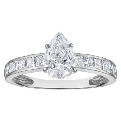 Jordan Blue NYC Lab Created 10K White Gold 1.75 Cttw Pear-Cut Lab-Grown Diamond Channel Ring