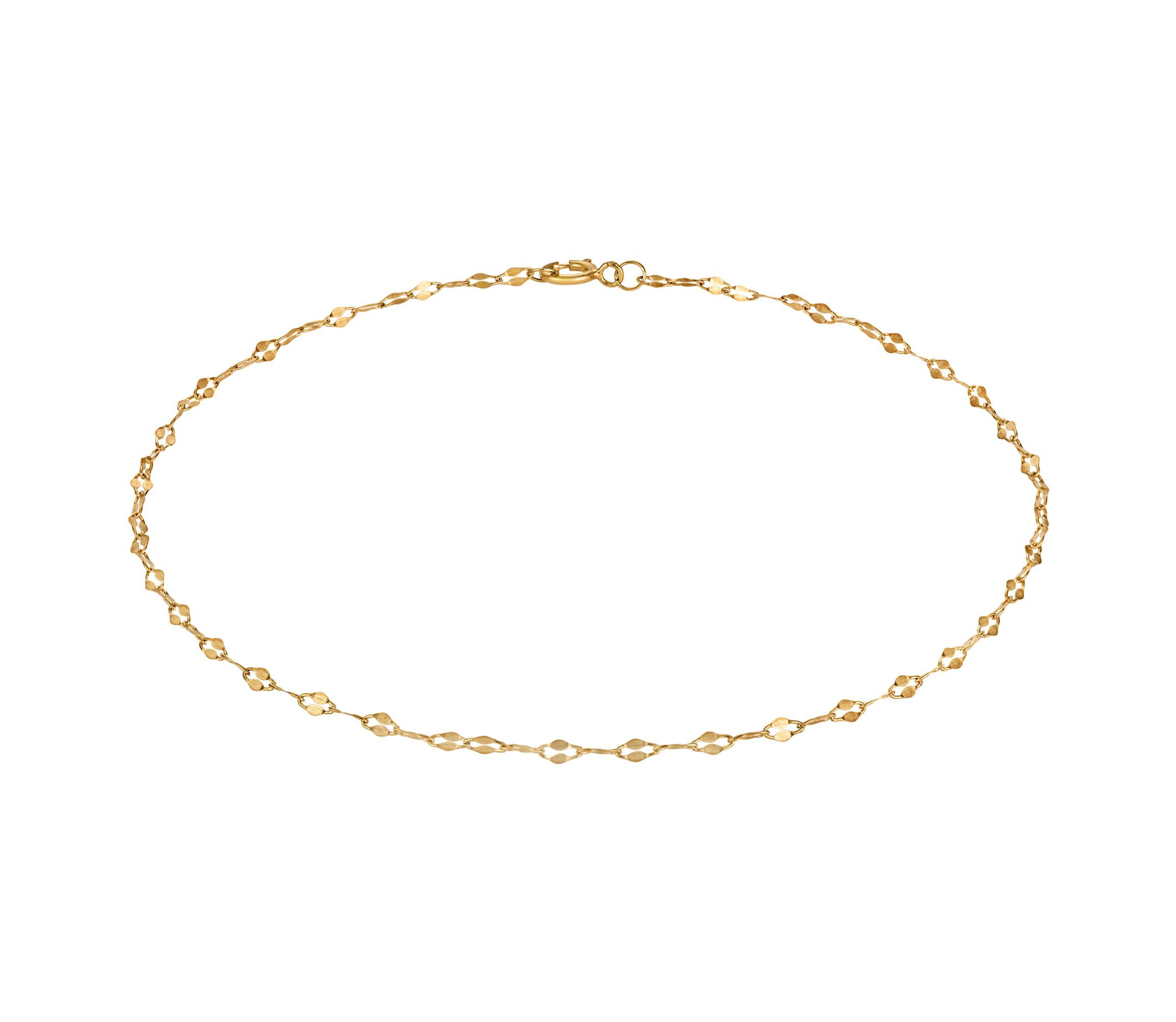 14Kt Gold 2mm Mirror Link Anklet