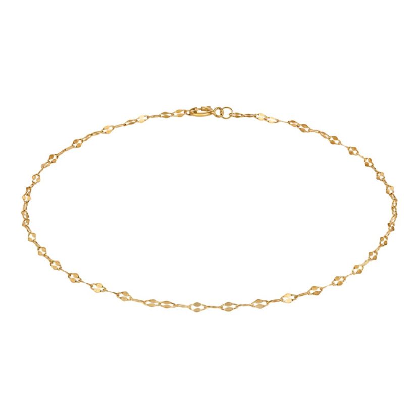 14Kt Gold 2mm Mirror Link Anklet