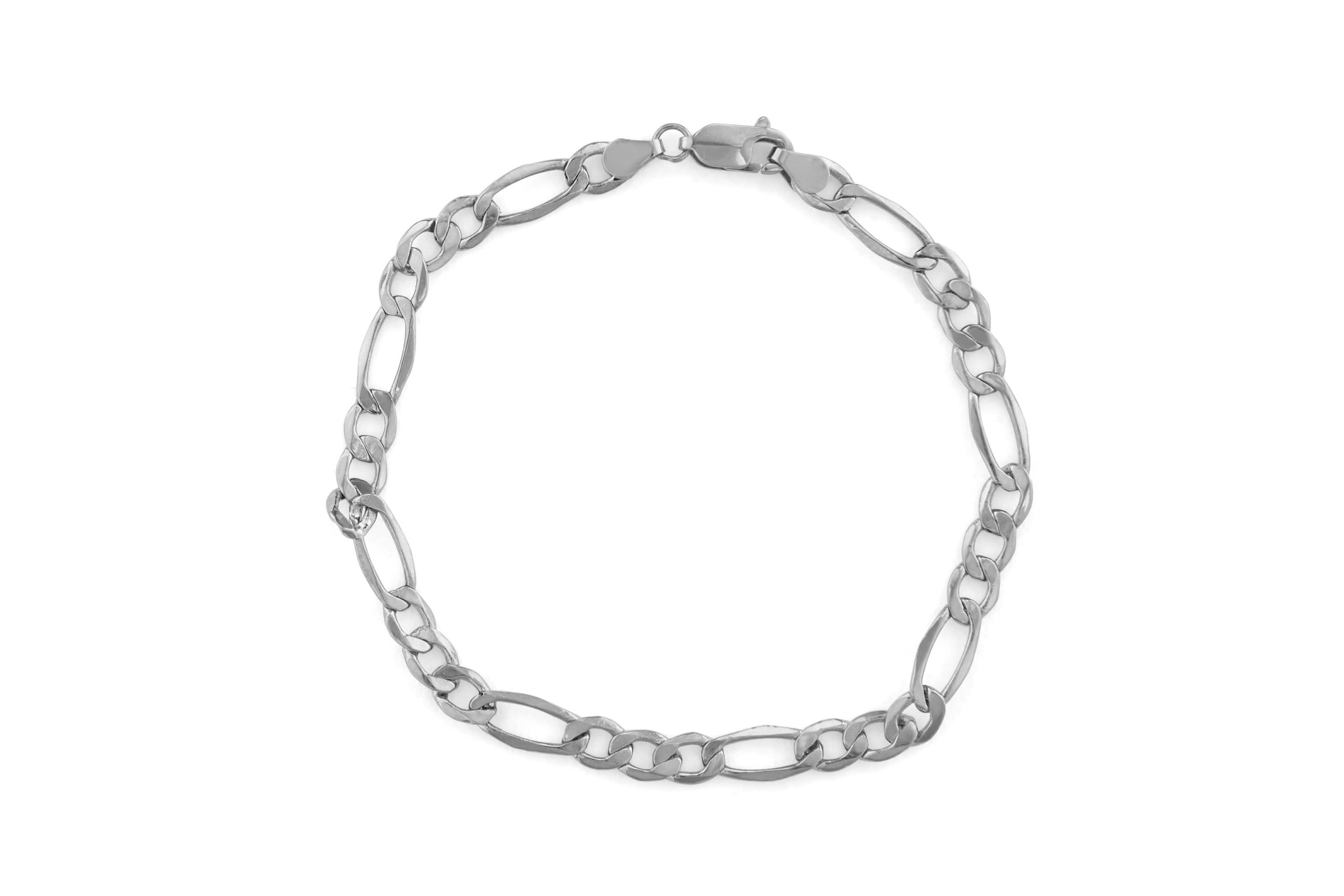 10Kt White 5.55mm Lobster Chain Bracelet