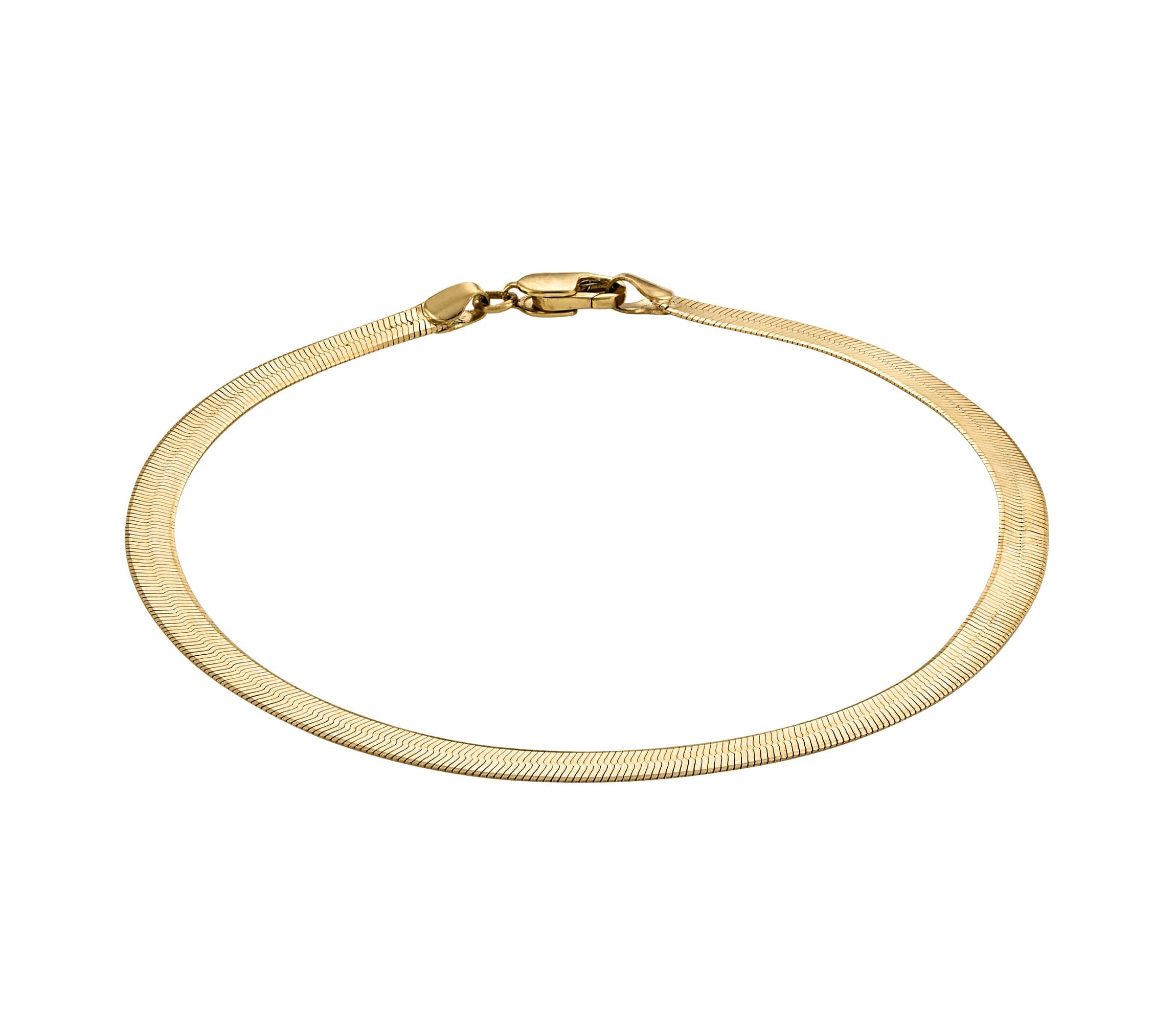 10Kt Gold Mens 2.3mm Herringbone Chain Bracelet