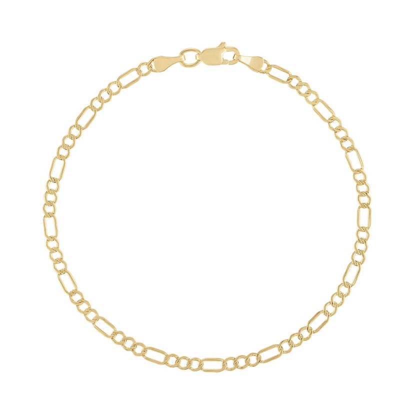 14Kt Gold Mens 2.8mm Figaro Chain Bracelet