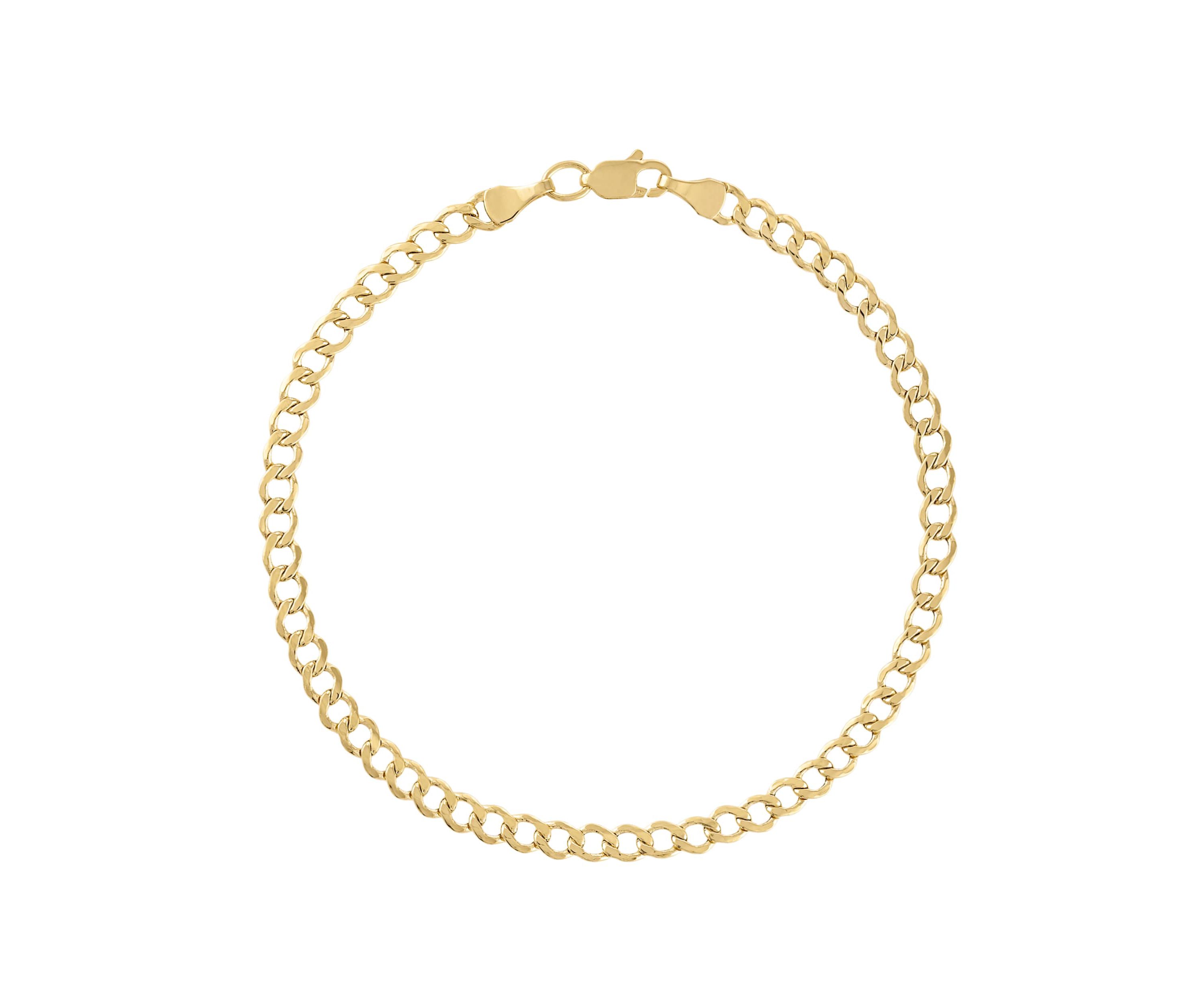 14Kt Gold Mens 3.5mm Curb Chain Bracelet