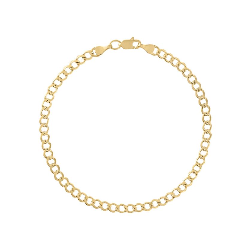 14Kt Gold Mens 3.5mm Curb Chain Bracelet