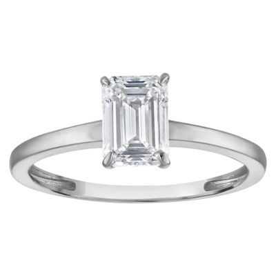 Jordan Blue NYC Lab Created 10K White Gold 1 Cttw Emerald-Cut Lab-Grown Diamond Solitaire Ring