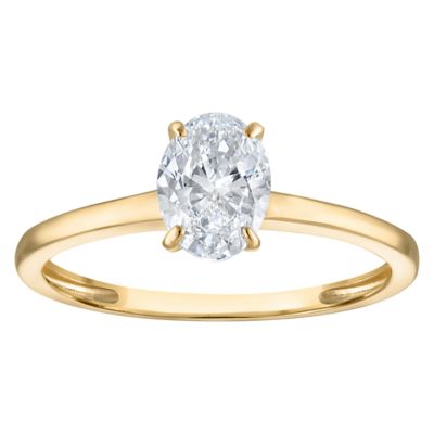 Jordan Blue NYC Lab Created 10K Gold 1 Cttw Oval Lab-Grown Diamond Solitaire Ring