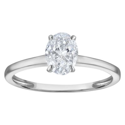 Jordan Blue NYC Lab Created 10K White Gold 1 Cttw Oval Lab-Grown Diamond Solitaire Ring