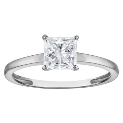 Jordan Blue NYC Lab Created 10K White Gold 1 Cttw Princess-Cut Lab-Grown Diamond Solitaire Ring