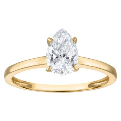 Jordan Blue NYC Lab Created 10K Gold 1 Cttw Pear Lab-Grown Diamond Solitaire Ring