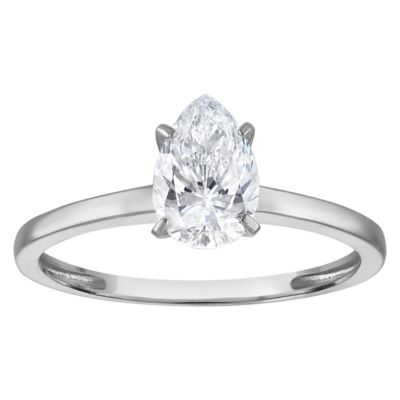 Jordan Blue NYC Lab Created 10K White Gold 1 Cttw Pear Lab-Grown Diamond Solitaire Ring