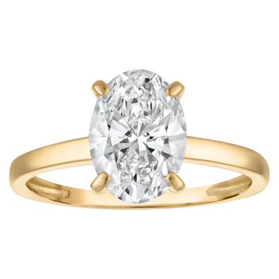 Jordan Blue NYC Lab Created 10K Gold 2 Cttw Oval Lab-Grown Diamond Solitaire Ring, Yellow
