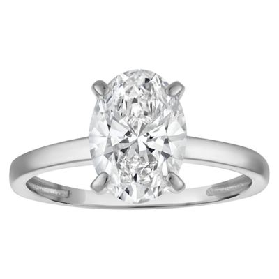 Jordan Blue NYC Lab Created 10K White Gold 2 Cttw Oval Lab-Grown Diamond Solitaire Ring