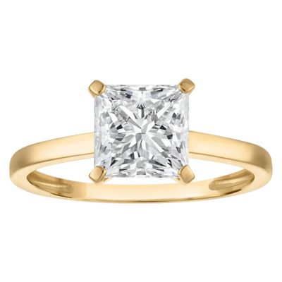Jordan Blue NYC Lab Created 10K Gold 2 Cttw Princess-Cut Lab-Grown Diamond Solitaire Ring