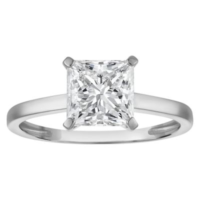 Jordan Blue NYC Lab Created 10K White Gold 2 Cttw Princess-Cut Lab-Grown Diamond Solitaire Ring