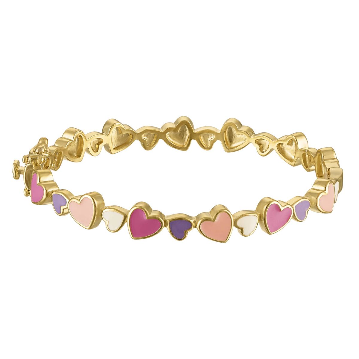 Gold Over Brass Multi-Color Enamel Heart Kids Bracelet