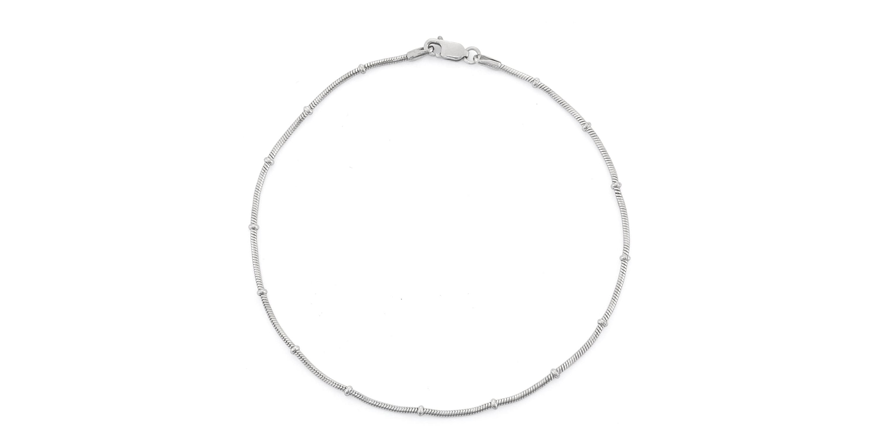 Sterling Silver Rosary Snake Anklet