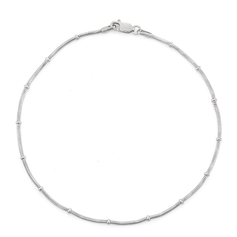 Sterling Silver Rosary Snake Anklet