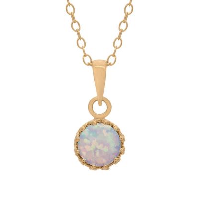 Jordan Blue NYC Lab Created Gold Plated Silver Created Opal Pendant