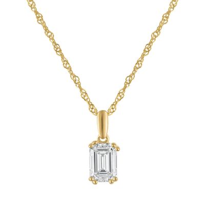 Jordan Blue NYC Lab Created 14K Gold-Plated Sterling Silver 1 Cttw Emerald-Cut Lab-Grown Diamond Pendant