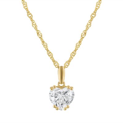 Jordan Blue NYC Lab Created 14K Gold-Plated Sterling Silver 1 Cttw Heart-Cut Lab-Grown Diamond Pendant