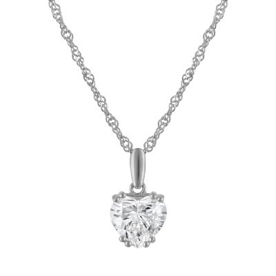 Jordan Blue NYC Lab Created Sterling Silver 1 Cttw Heart-Cut Lab-Grown Diamond Pendant