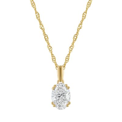 Jordan Blue NYC Lab Created 14K Gold-Plated Sterling Silver 1 Cttw Oval Lab-Grown Diamond Pendant