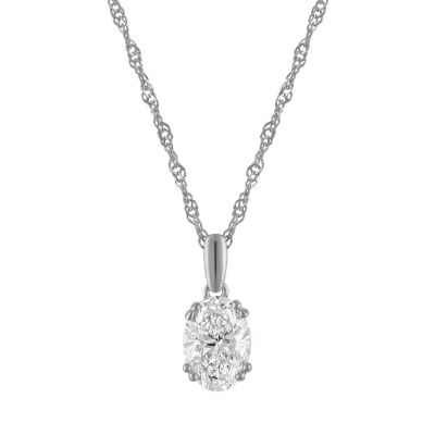 Jordan Blue NYC Lab Created Sterling Silver 1 Cttw Oval Lab-Grown Diamond Pendant