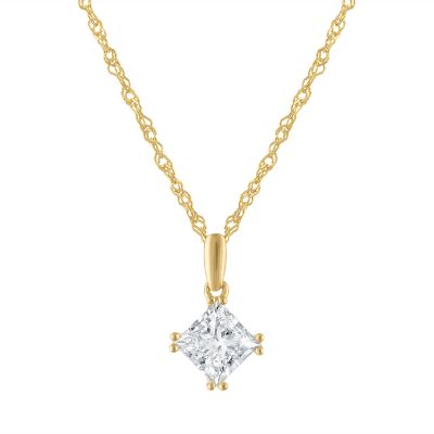 Jordan Blue NYC Lab Created 14K Gold-Plated Sterling Silver 1 Cttw Princess Cut Lab-Grown Diamond Pendant