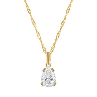 Jordan Blue NYC Lab Created 14K Gold-Plated Sterling Silver 1 Cttw Pear Lab-Grown Diamond Pendant