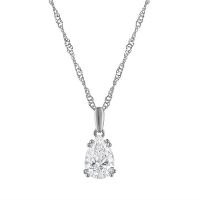 Jordan Blue NYC Lab Created Sterling Silver 1 Cttw Pear Lab-Grown Diamond Pendant