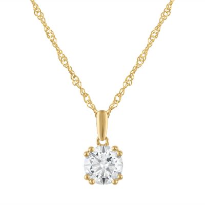 Jordan Blue NYC Lab Created 14K Gold-Plated Sterling Silver 1 Cttw Round Lab-Grown Diamond Pendant