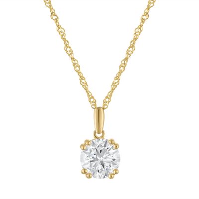 Jordan Blue NYC Lab Created 14K Gold-Plated Sterling Silver 1.5 Cttw Round Lab-Grown Diamond Pendant