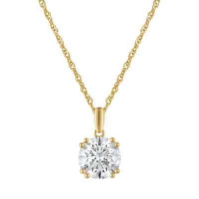 Jordan Blue NYC Lab Created 14K Gold-Plated Sterling Silver 2 Cttw Round Lab-Grown Diamond Pendant