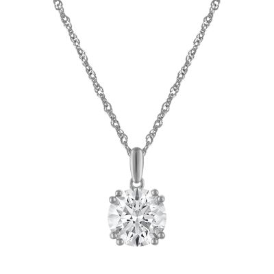 Jordan Blue NYC Lab Created Sterling Silver 2 Cttw Round Lab-Grown Diamond Pendant