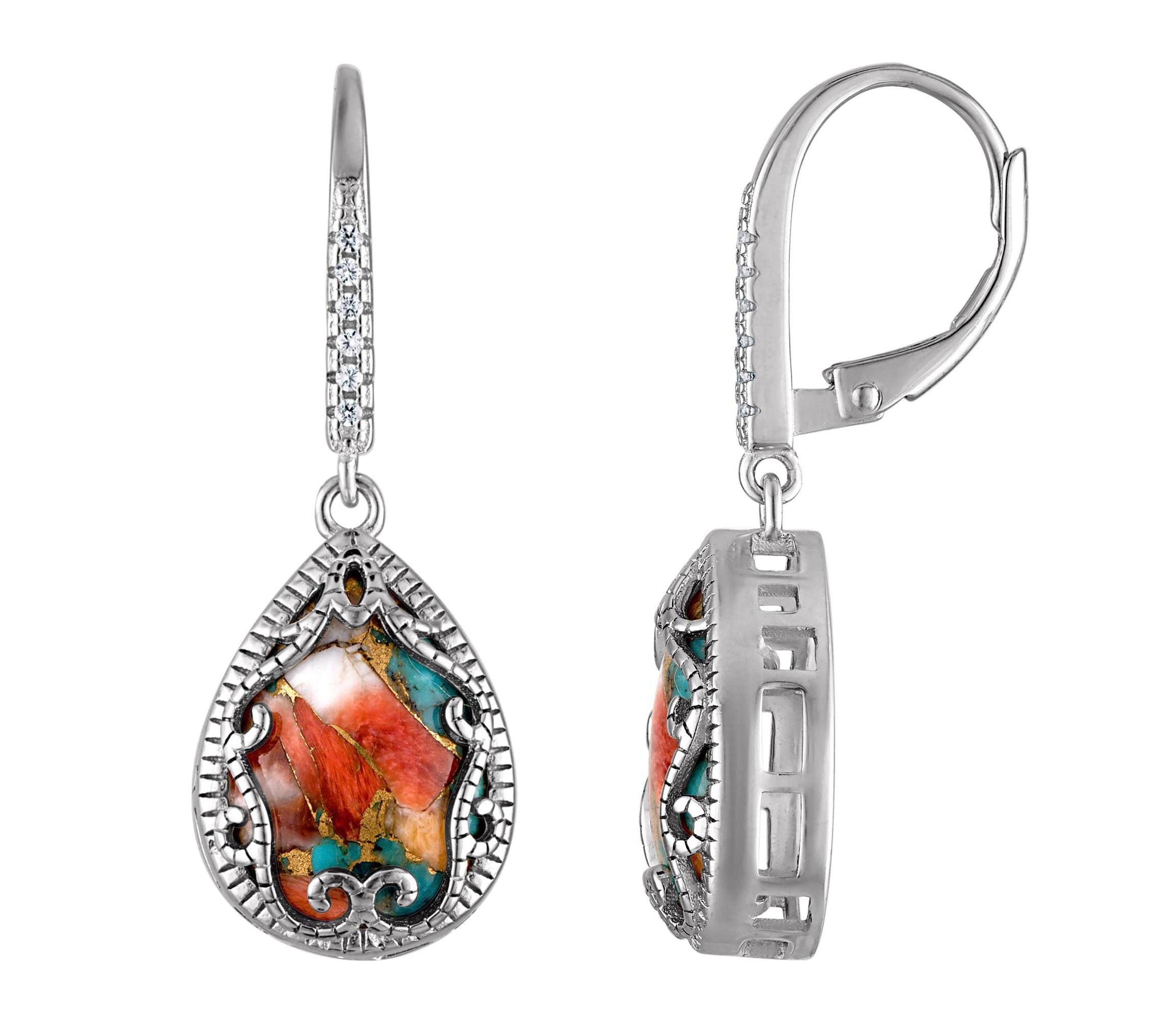 Sterling Silver Blue Oyster Turquoise Leverback Earring
