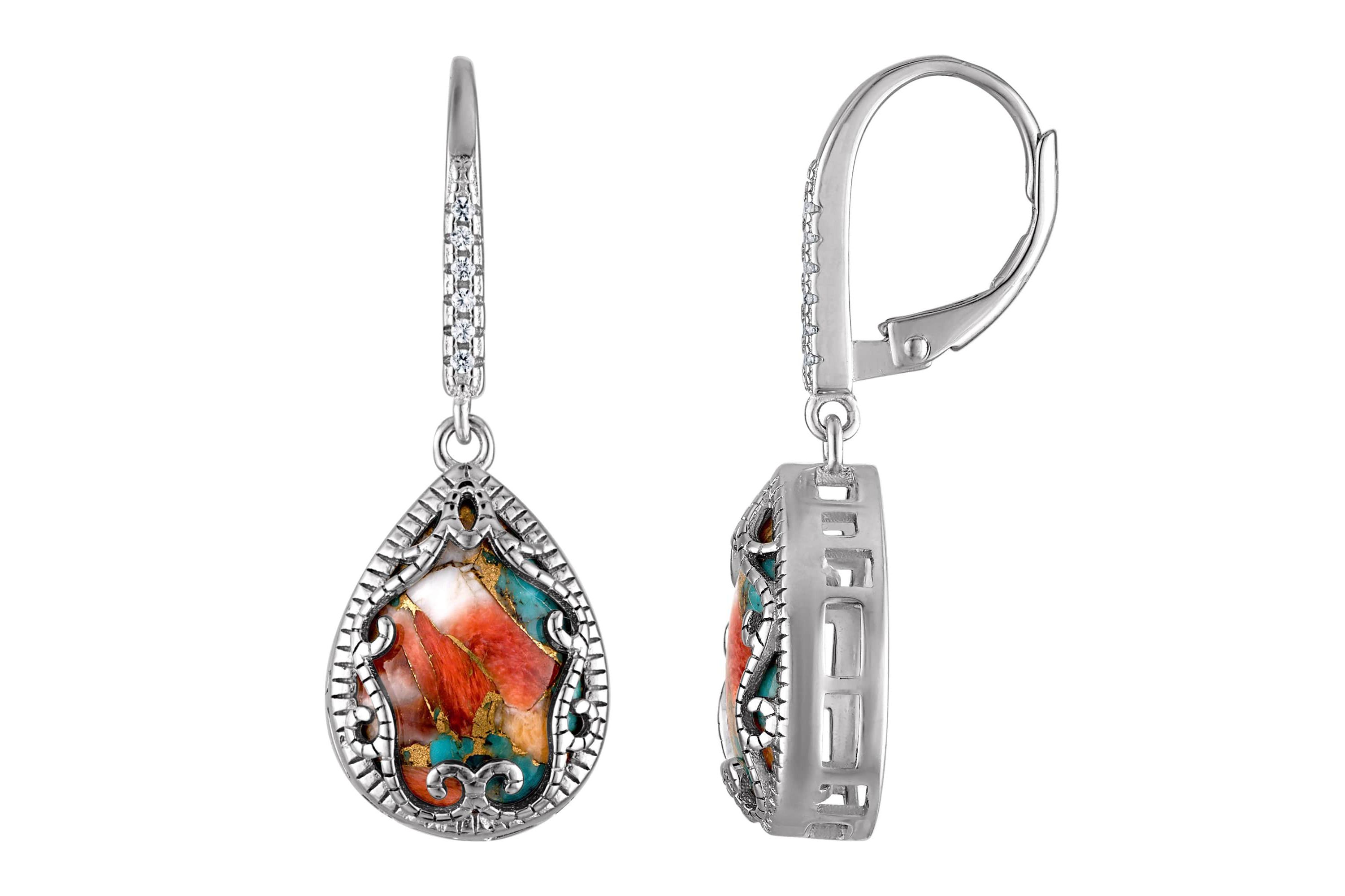 Sterling Silver Blue Oyster Turquoise Leverback Earring