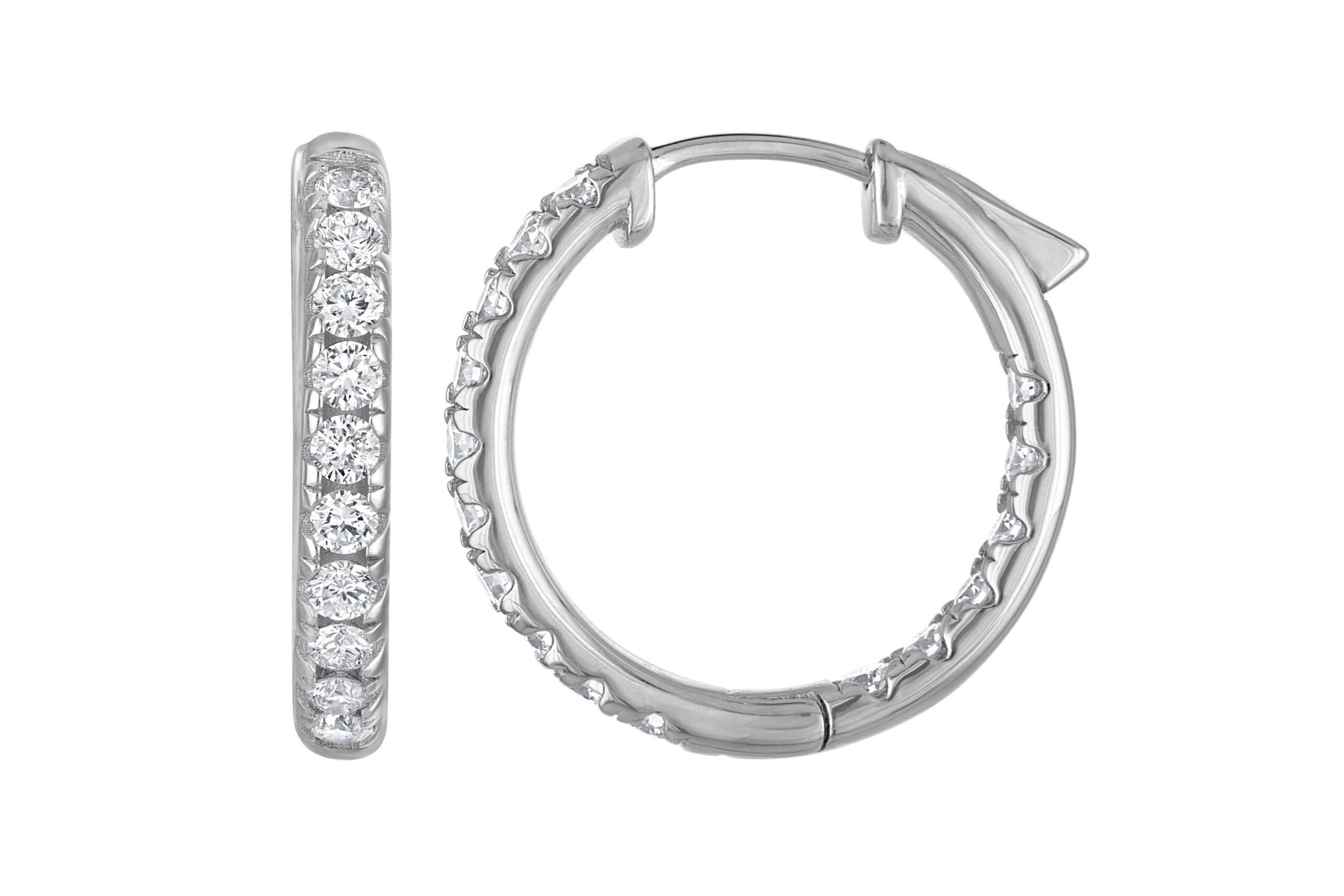 Lab Created Sterling Silver Lab Grown Diamond Hoop Earrings