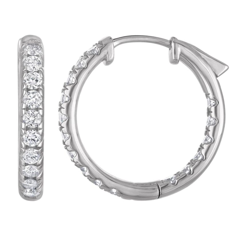 Lab Created Sterling Silver Lab Grown Diamond Hoop Earrings