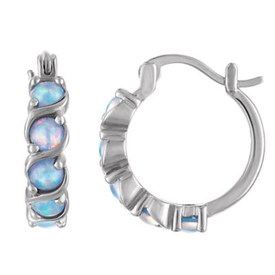 Jordan Blue NYC Lab Created Sterling Silver Created Blue Opal Hoop Earrings