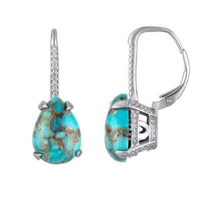 Jordan Blue NYC Sterling Silver Copper Turquiose Blue Powder With Lvbk Earring