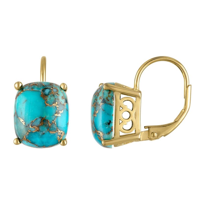 Sterling Silver Copper Turquiose Blue Powder Cushion Lvbk Earring