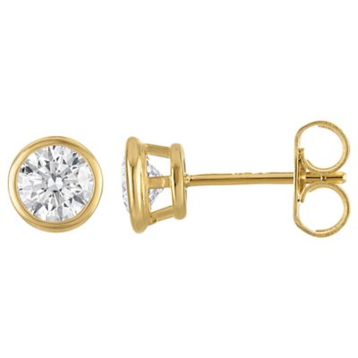 Giorgio di Vicenza Lab Created Sterling Silver 1Ct Lab Grown Diamond Bezel Earrings, Yellow