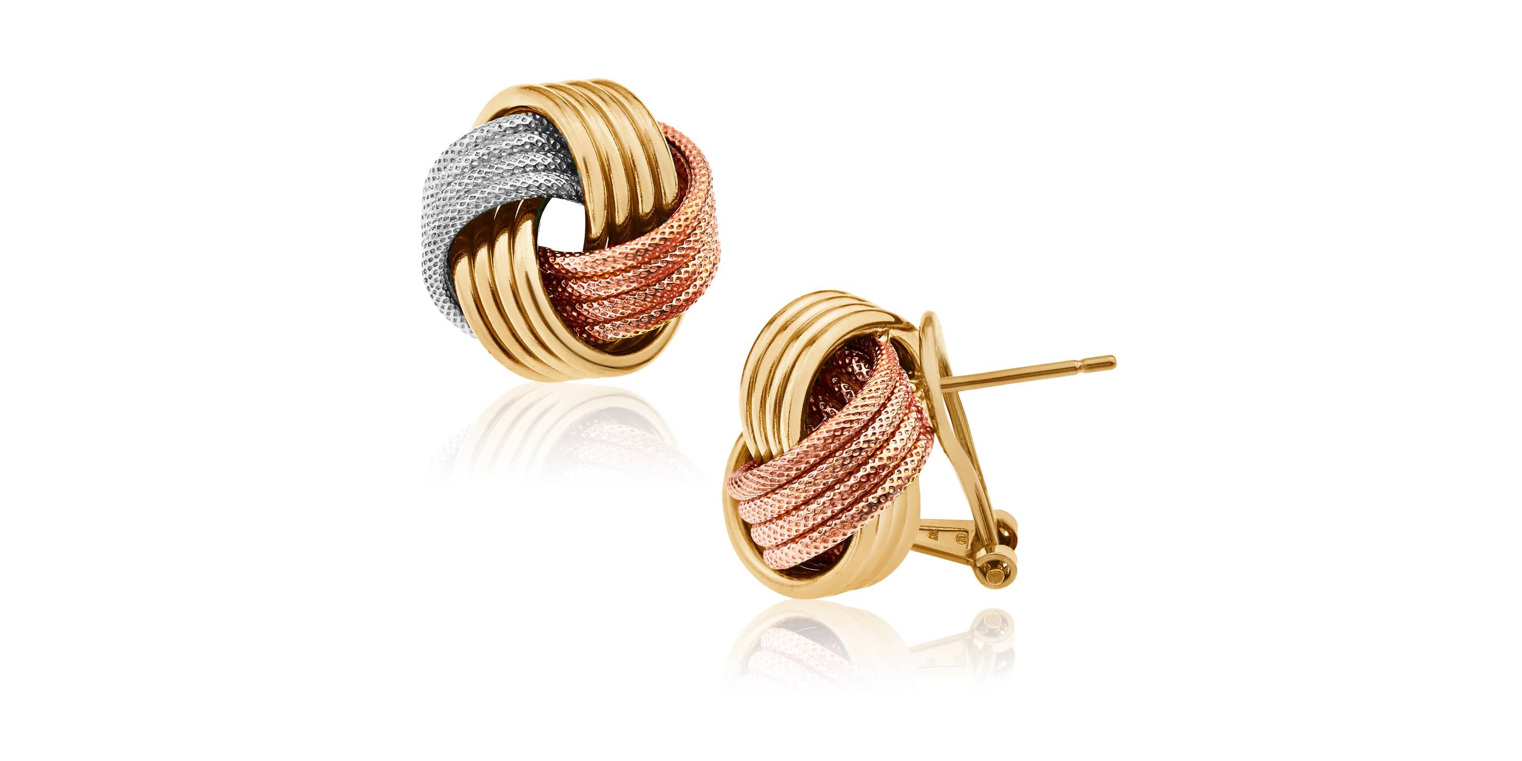 Sterling Silver Omega Love Knot Stud Earring