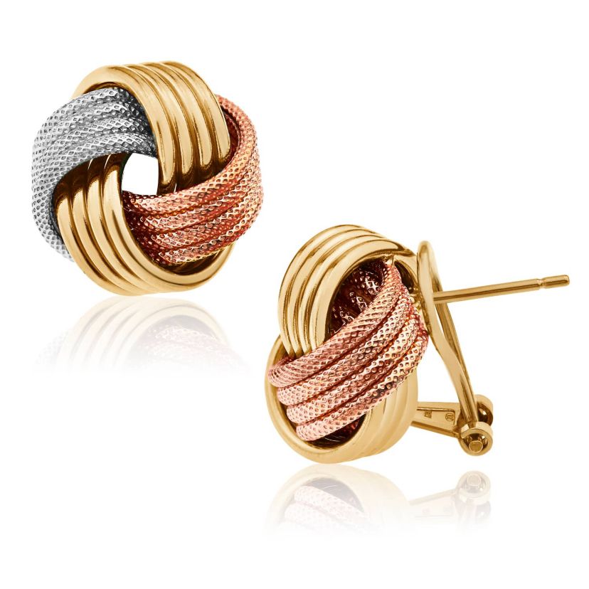 Sterling Silver Omega Love Knot Stud Earring