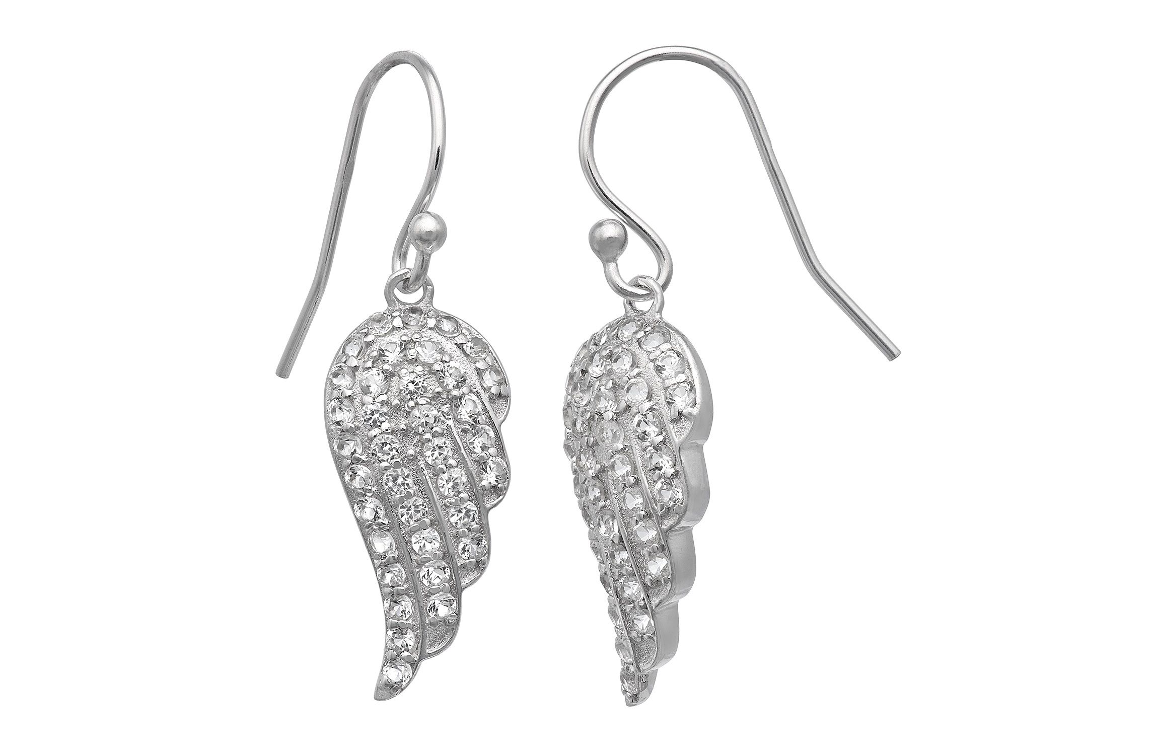 Lab Created Sterling Silver Created White Sapphire Angel Wings Earring