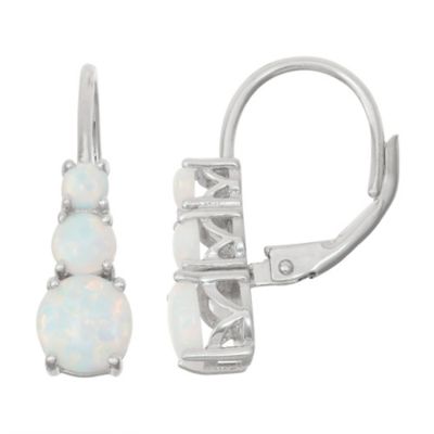 Jordan Blue NYC Lab Created Sterling Silver Created Opal Round Leverback Earring