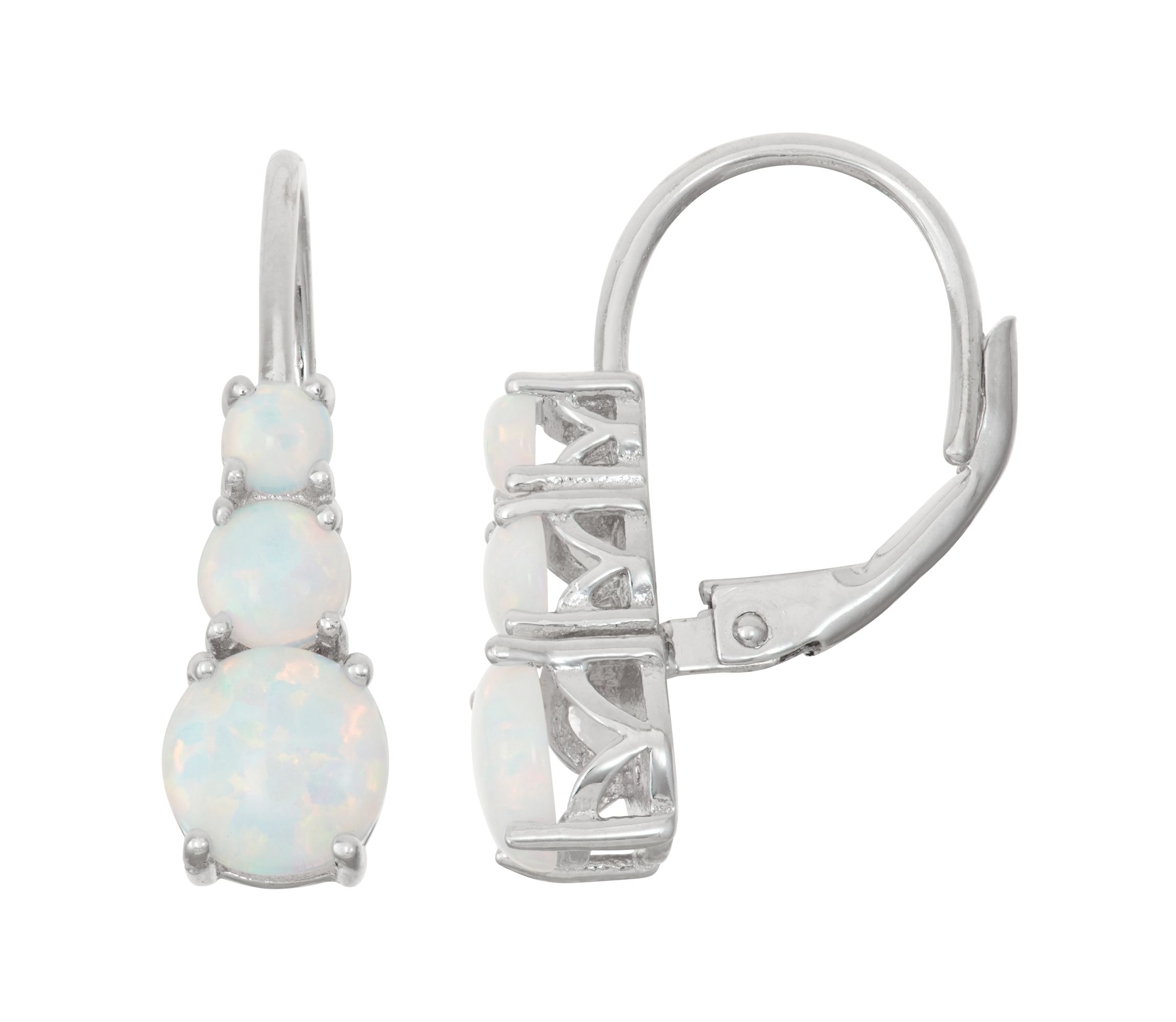 Lab Created Sterling Silver Created Opal Round Leverback Earring