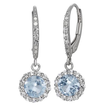 Jordan Blue NYC Lab Created Sterling Silver Created Aqua Leverback